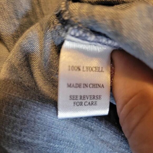 Given Kale Women's Lyocell Shirt Dress Blue Sleeveless Summer Fall Raw Size Smal - Picture 7 of 7